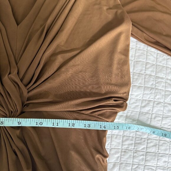 Misa Los Angeles Draped Brown Dress V-Neck Medium - Picture 11 of 12